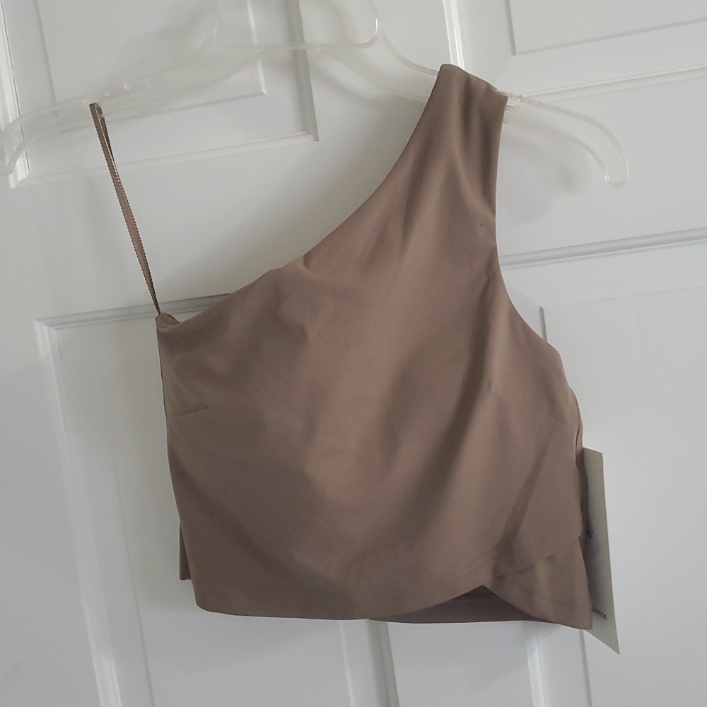 NWT lululemon Align Asymmetrical One-Shoulder Crop Top Taupe Sz 4